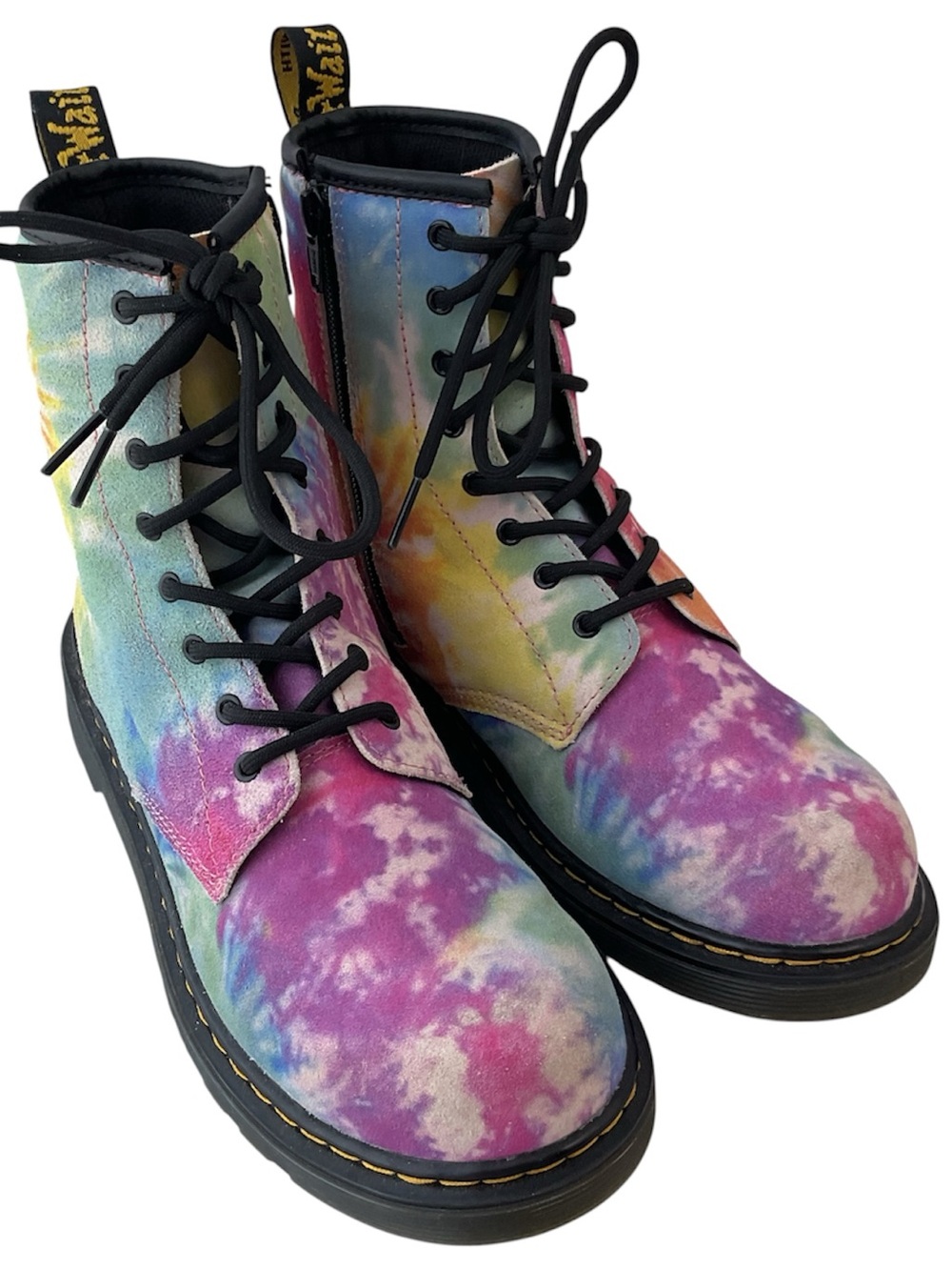 Dr. Martens 1460Y Tie Dye Suede Leather Combat Ankle Boots Women’s Size 7